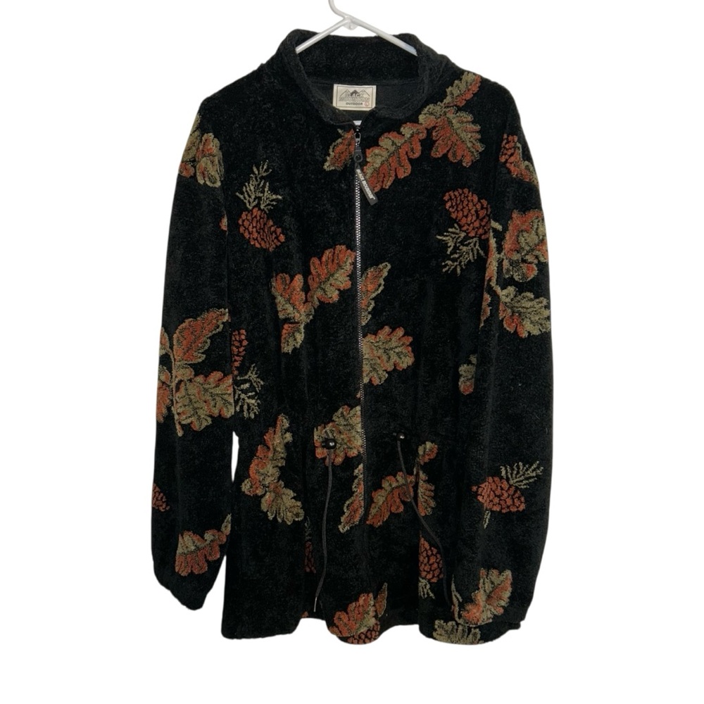 Vintage Black Mountain Large Full Zip Pine Cone Fleece Jacket